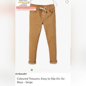 VERBAUDET Beige Slim Pull On Trousers Sz 5/6